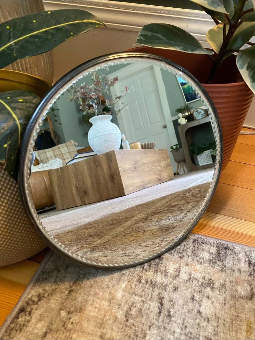 VTG Art Deco Art Nouveau Silver Plated Beveled Plateau Mirror Vanity Tray FS Co